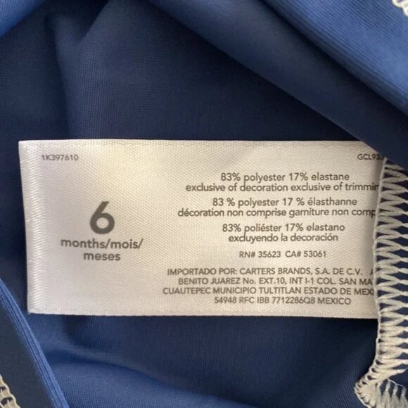 Carter's Long Sleeve Rashguard Navy Blue Expert Swim Captain Club size 6 Months - Picture 6 of 8